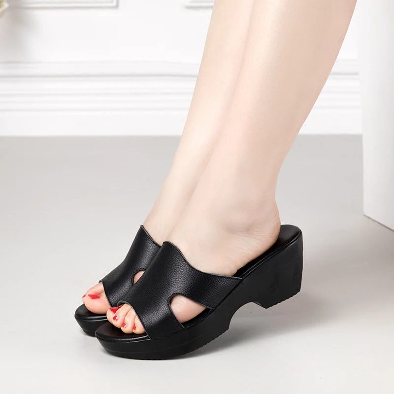 Margaret Kvinders Peep Toe Kvindelige Sandaler - Sort