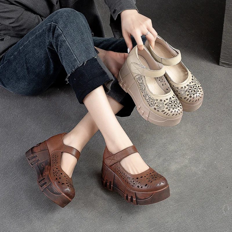 Maria Sommer Platform Wedges Sandaler Til Kvinder - Brun