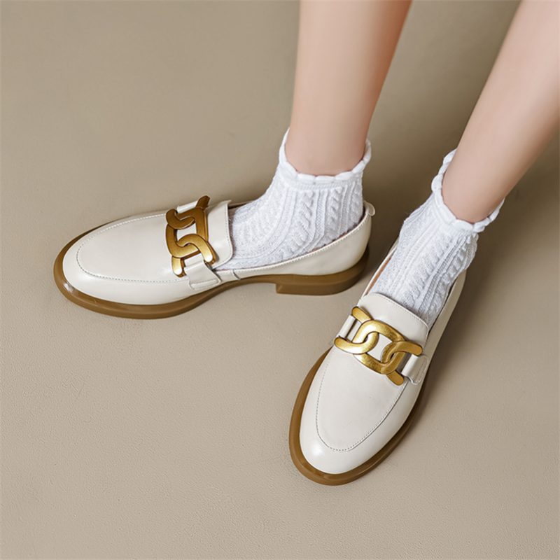 Mariana Dame Loafers Metal Dekoration Læder - Sort