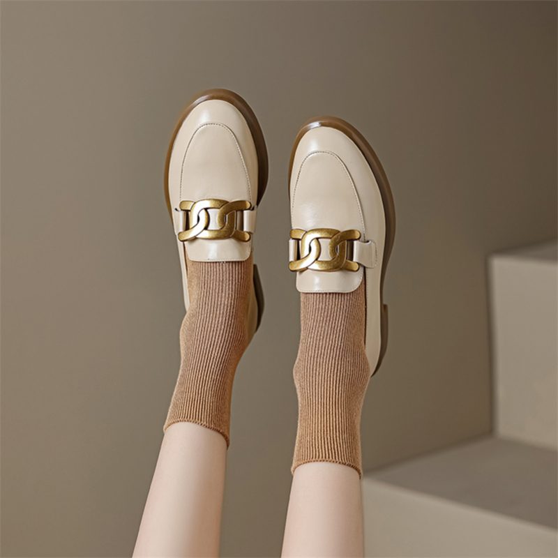Mariana Dame Loafers Metal Dekoration Læder - Sort