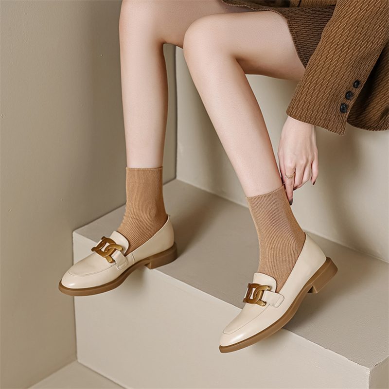Mariana Dame Loafers Metal Dekoration Læder - Sort