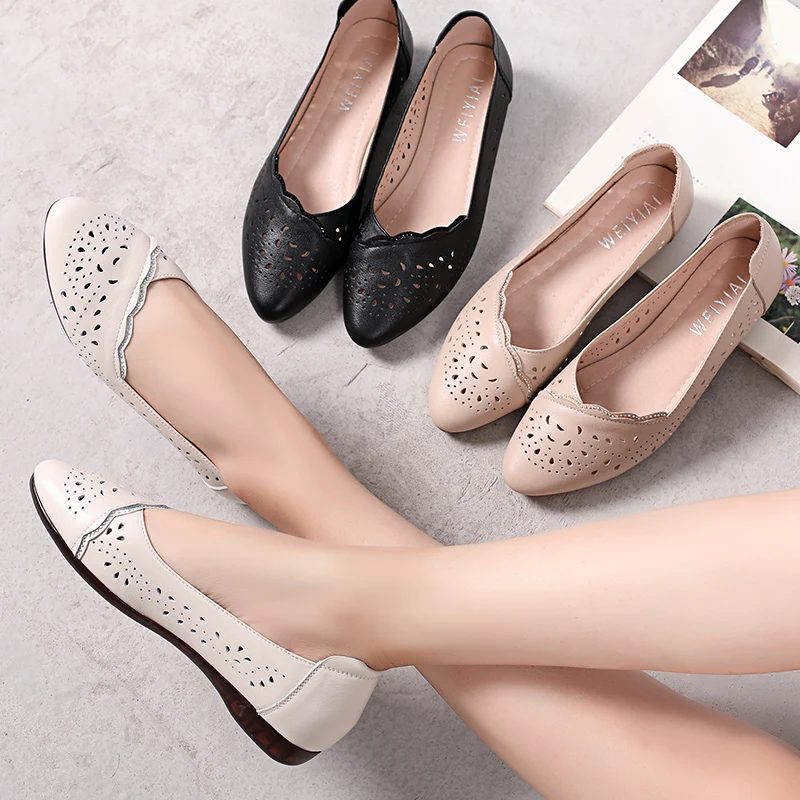 Martins Åndbare Flats-sko Til Kvinder - Beige