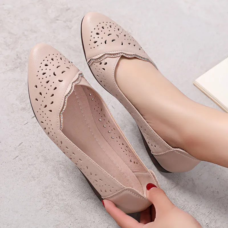 Martins Åndbare Flats-sko Til Kvinder - Beige