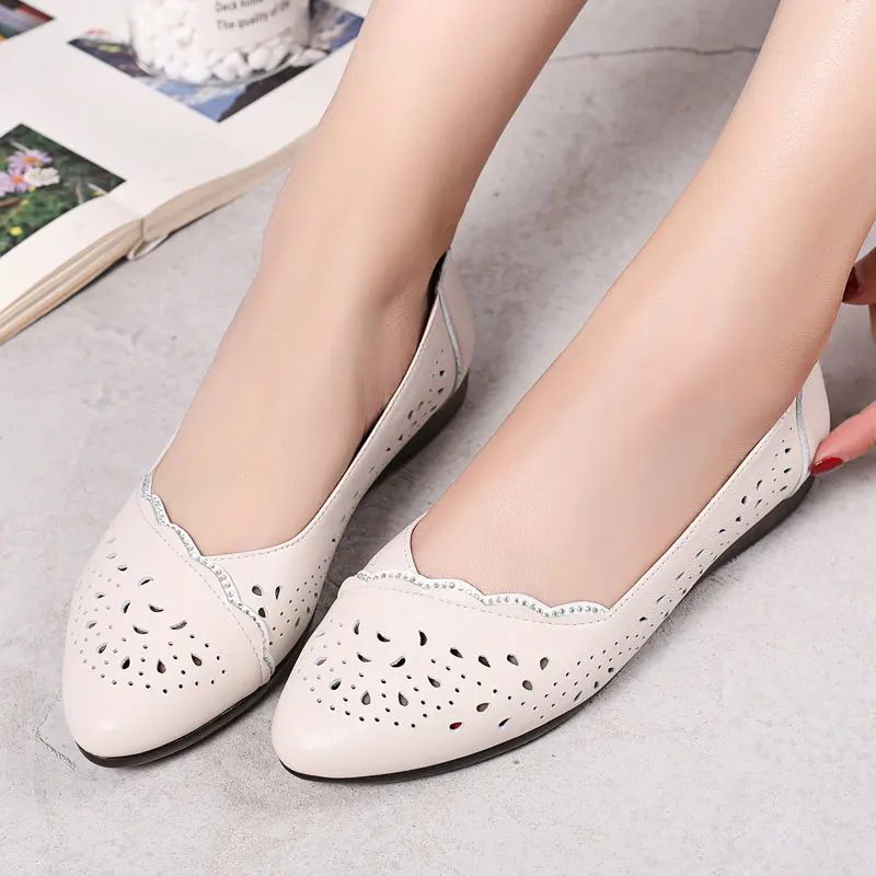Martins Åndbare Flats-sko Til Kvinder - Beige