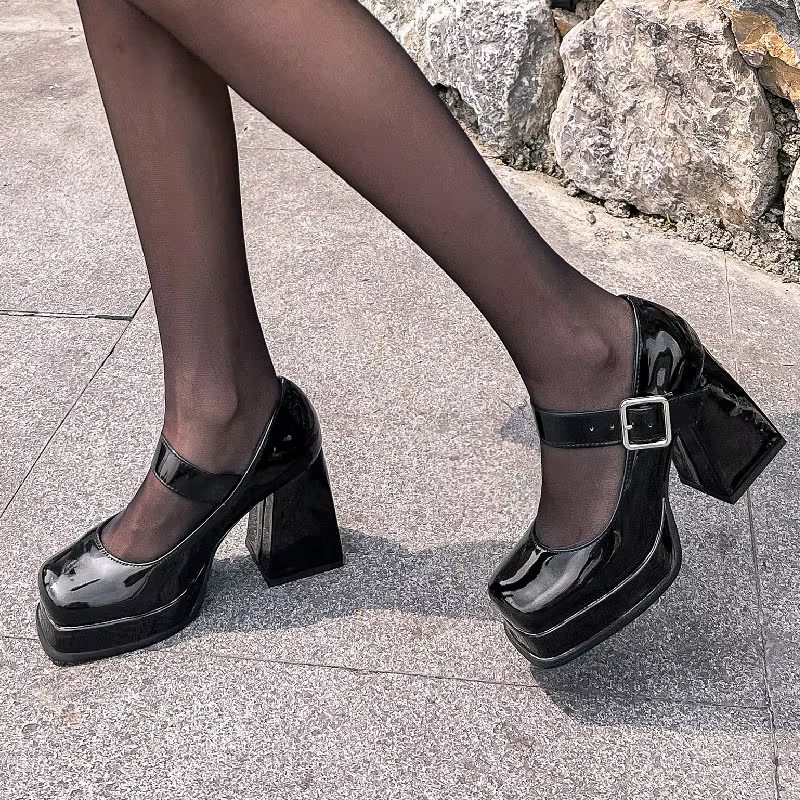 Mary Janes Pumps Til Kvinder Med Høje Hæle - Sort