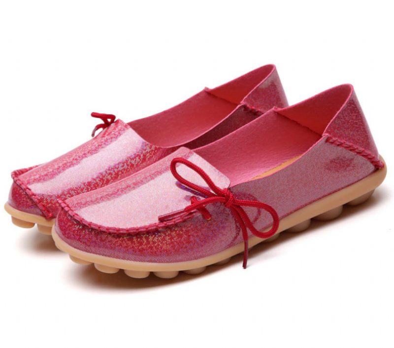 Mechi Dame Loafer Patent Flat Slip-on Sko - Sort