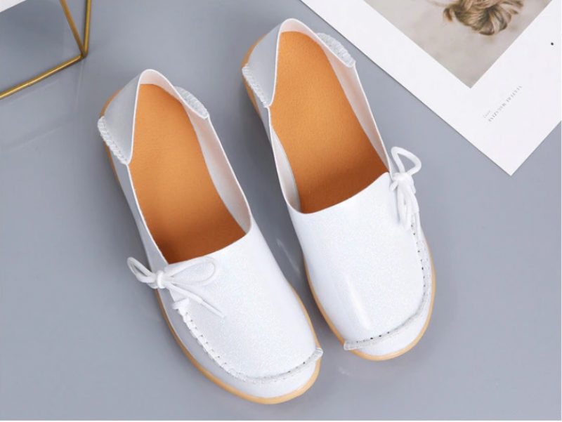 Mechi Dame Loafer Patent Flat Slip-on Sko - Sort