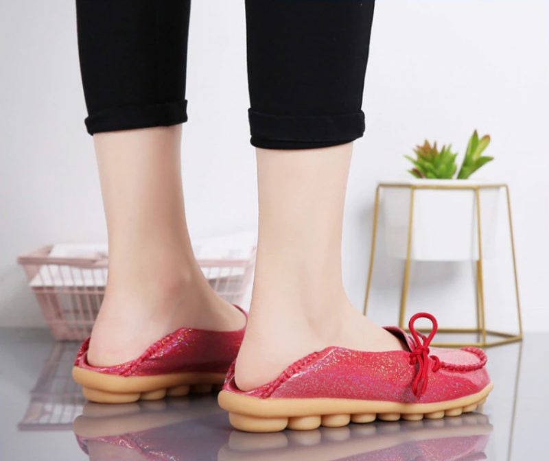 Mechi Dame Loafer Patent Flat Slip-on Sko - Sort