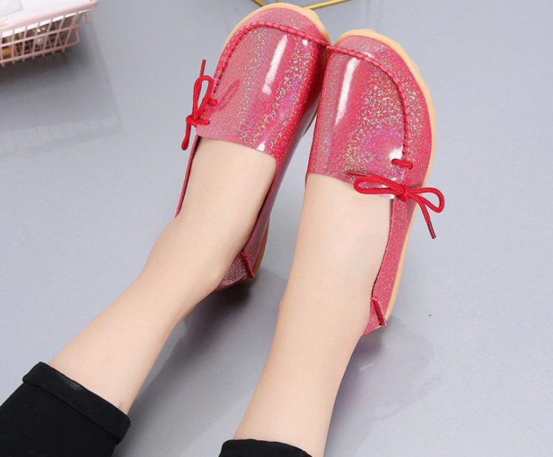 Mechi Dame Loafer Patent Flat Slip-on Sko - Sort