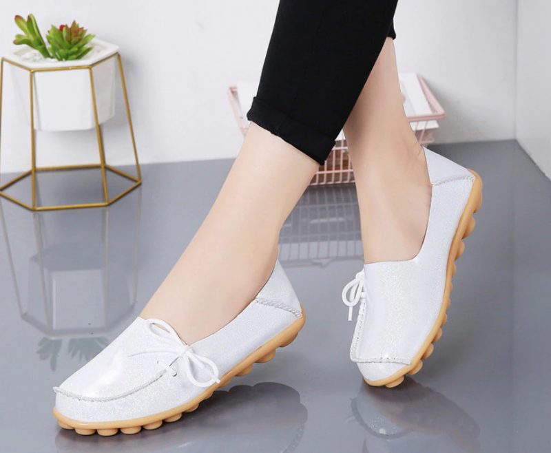 Mechi Dame Loafer Patent Flat Slip-on Sko - Sort