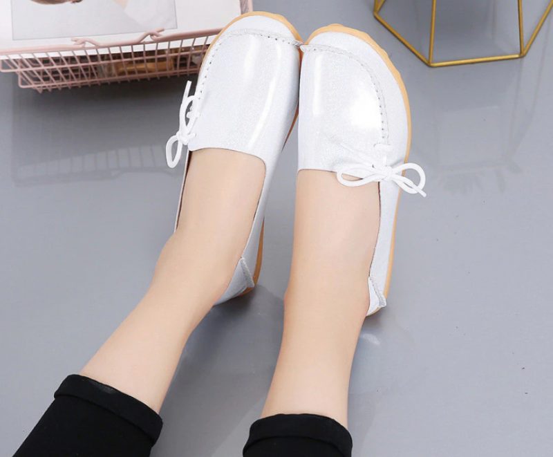 Mechi Dame Loafer Patent Flat Slip-on Sko - Sort