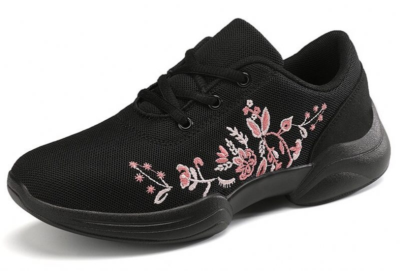 Mehdi Sneaker Til Kvinder Komfortable Åndbare Flade Sorte Sko Med Snørebånd - Sort