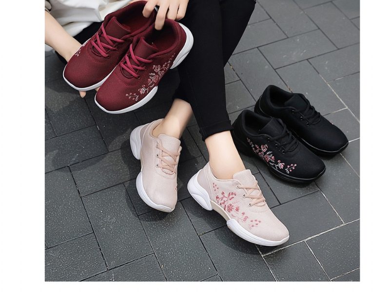 Mehdi Sneaker Til Kvinder Komfortable Åndbare Flade Sorte Sko Med Snørebånd - Sort