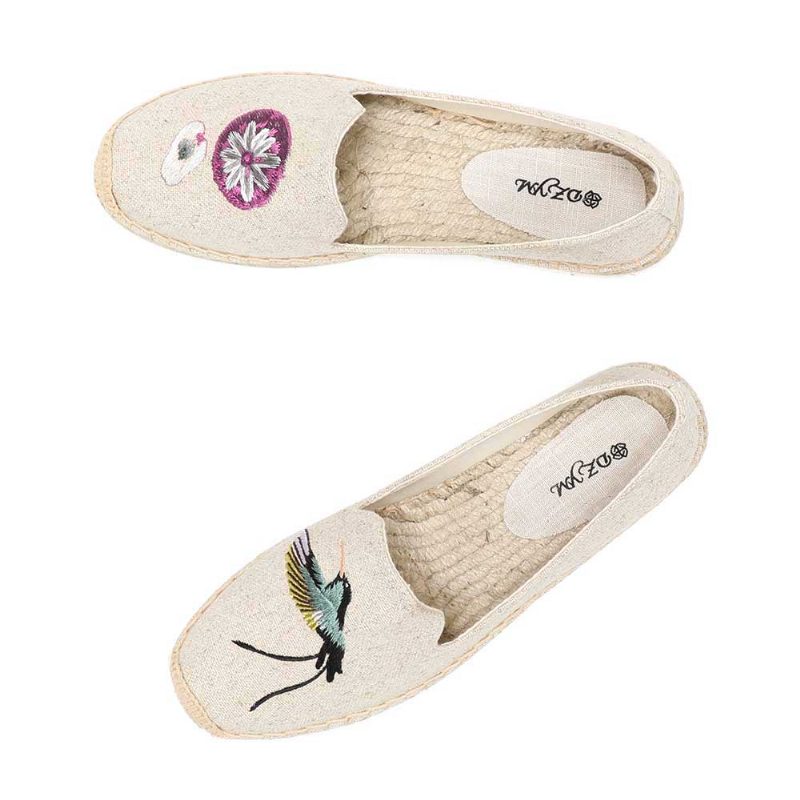 Melva Dame Sommer Flade Sko Slip-on Åndbar Espadrille - Khaki
