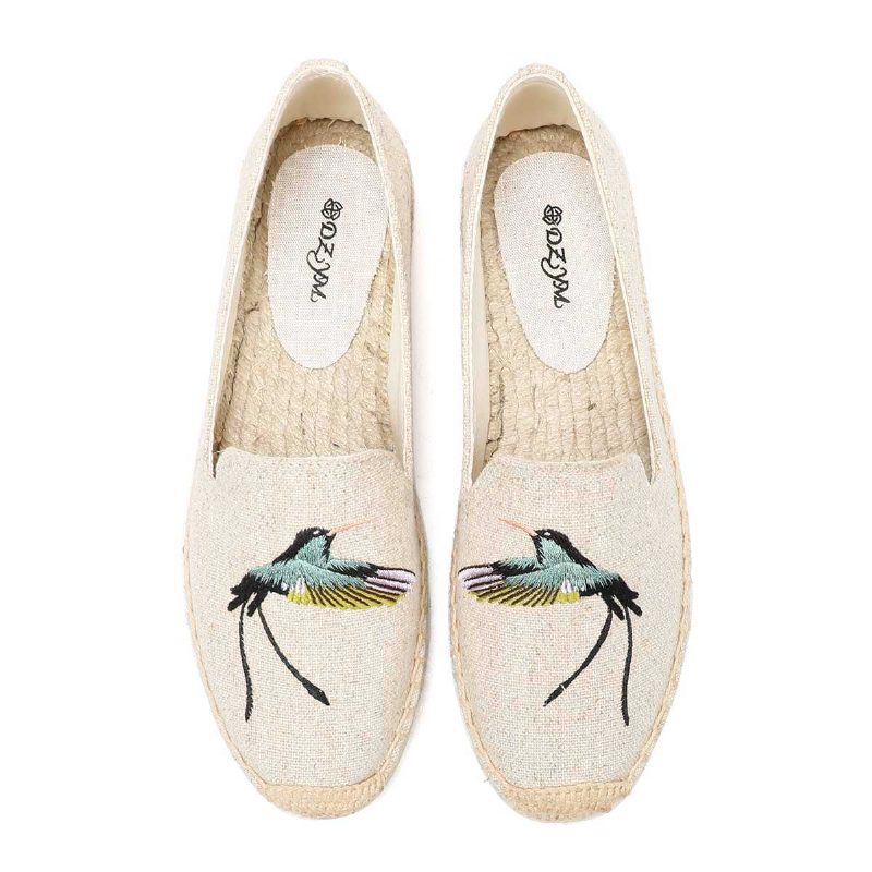 Melva Dame Sommer Flade Sko Slip-on Åndbar Espadrille - Khaki
