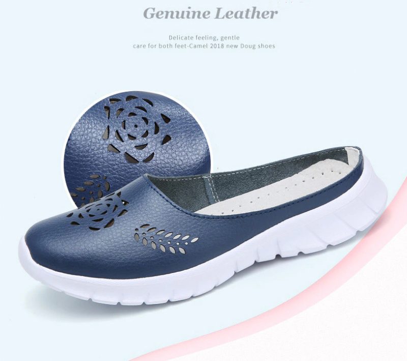 Merly Kvinders Ægte Læder Sommer Flade Flip-flops Sko - Rød