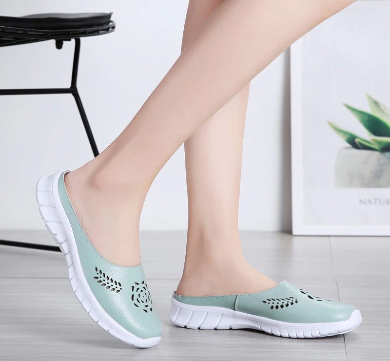 Merly Kvinders Ægte Læder Sommer Flade Flip-flops Sko - Rød
