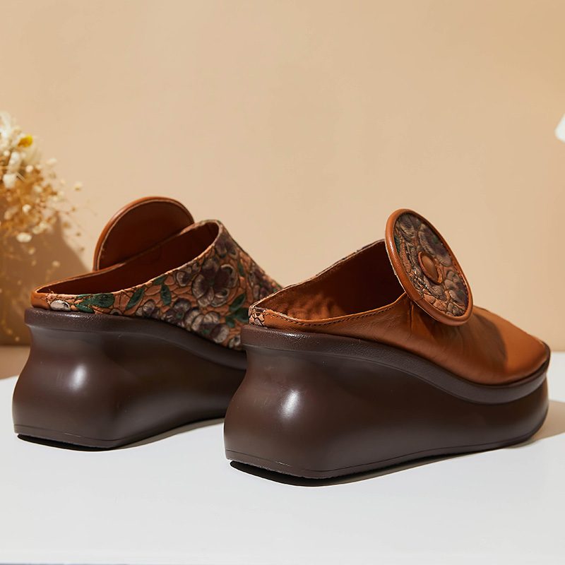 Michelle Kvinders Platform Wedges Træsko - Grøn