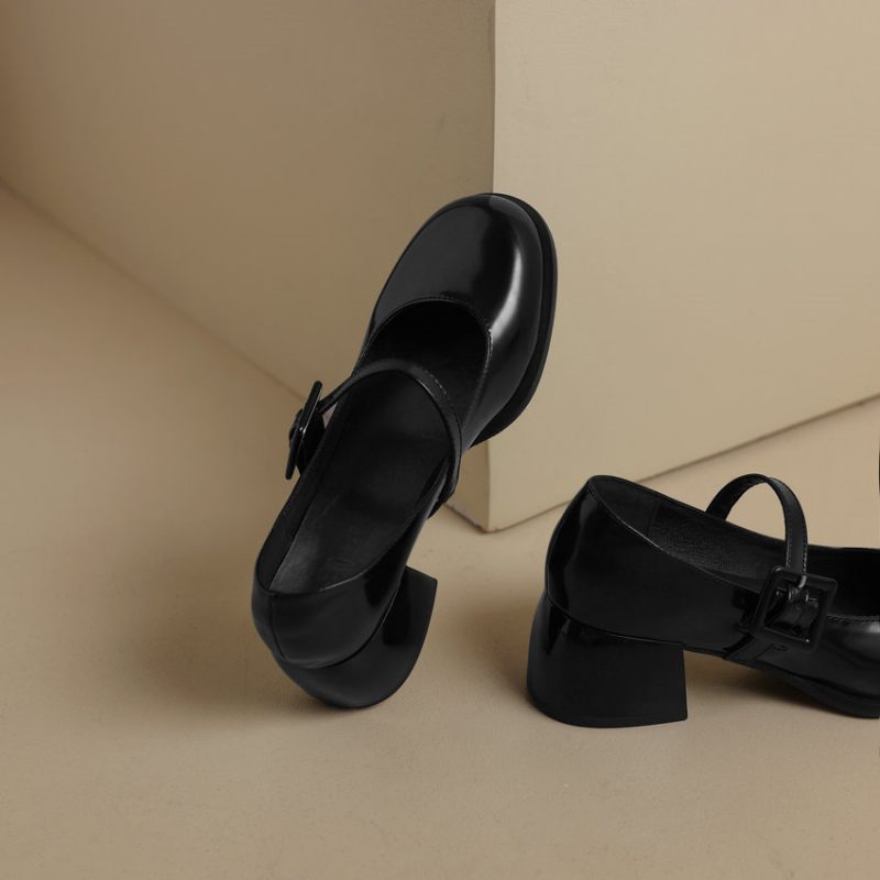 Milagros Kvinders Square Mid Heel Pumps - Sort