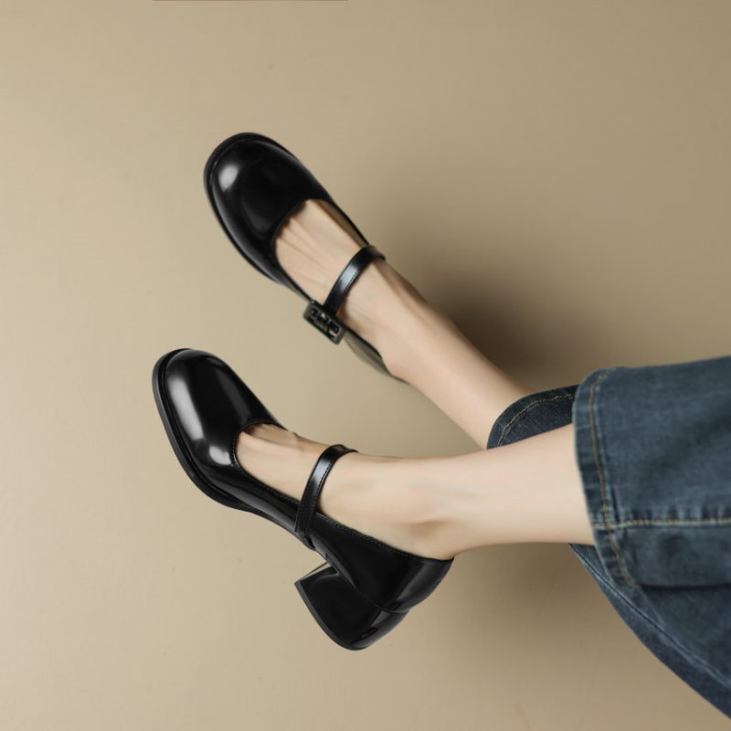 Milagros Kvinders Square Mid Heel Pumps - Sort