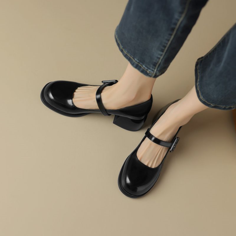 Milagros Kvinders Square Mid Heel Pumps - Sort