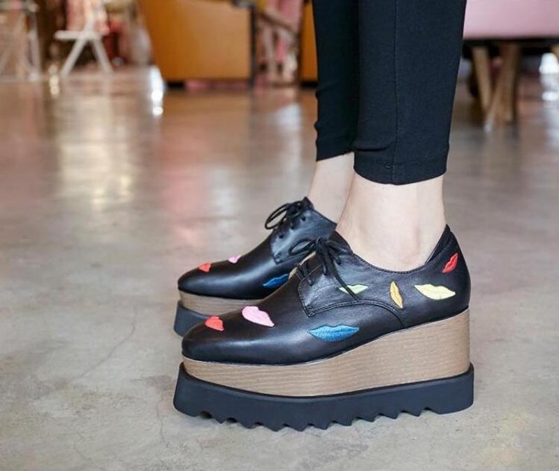 Miquel Platform Lædersko Til Kvinder - Pink