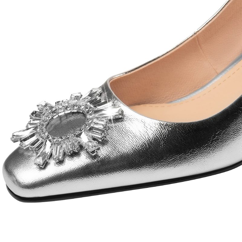 Mirtha Kvinders Fashion Square Toe Pumps - Sølv