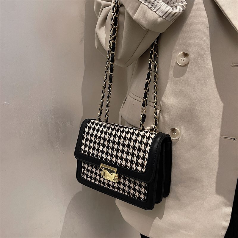 Monterey Håndtaske Med Flap Skulder Til Kvinder - Sort Gitter