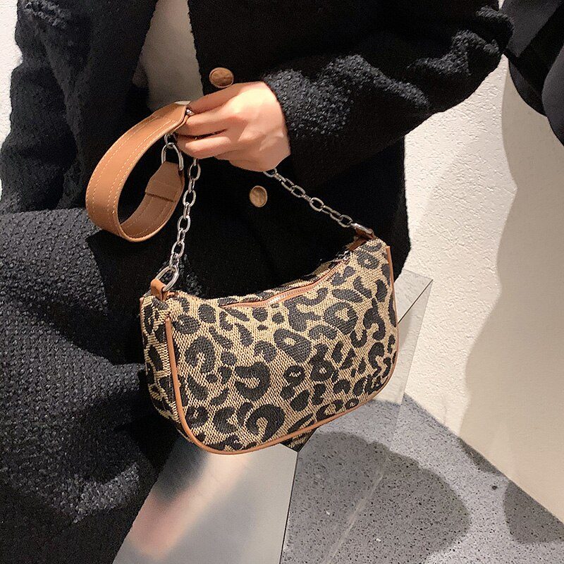 Motorhjelm Lille Skuldertaske Til Kvinder - Leopardmønster