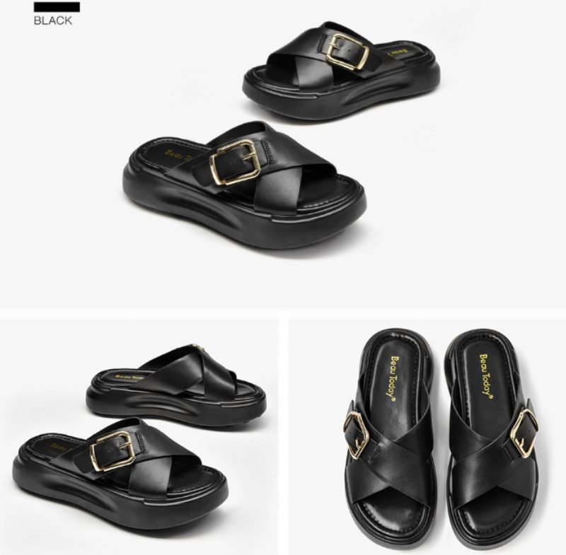 Namoi Damesandaler Slipper Læder - Sort