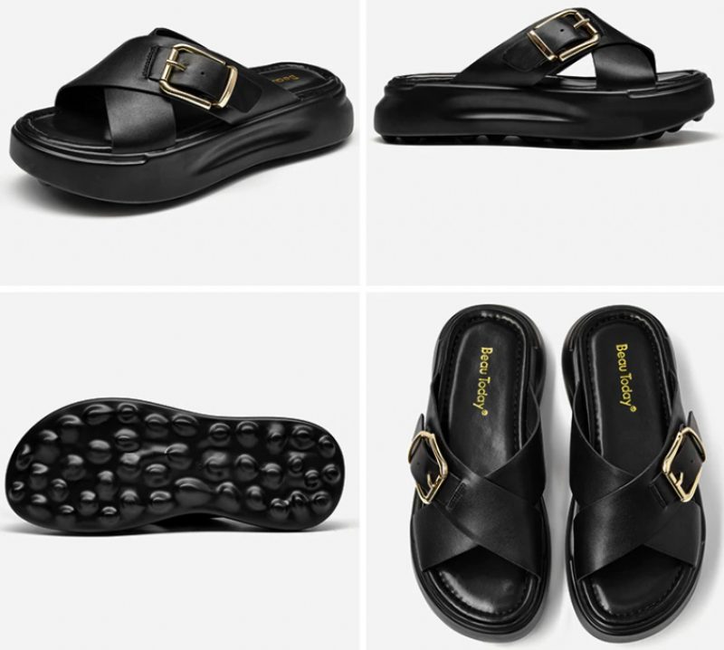 Namoi Damesandaler Slipper Læder - Sort