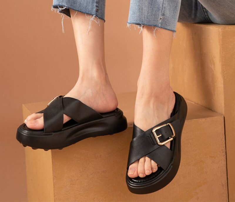 Namoi Damesandaler Slipper Læder - Sort