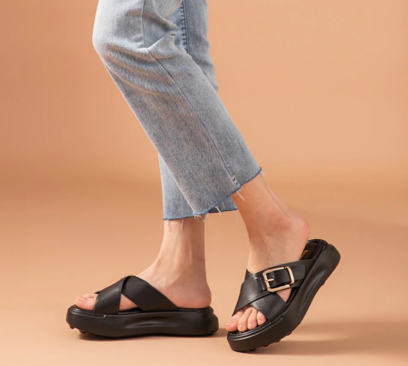 Namoi Damesandaler Slipper Læder - Sort