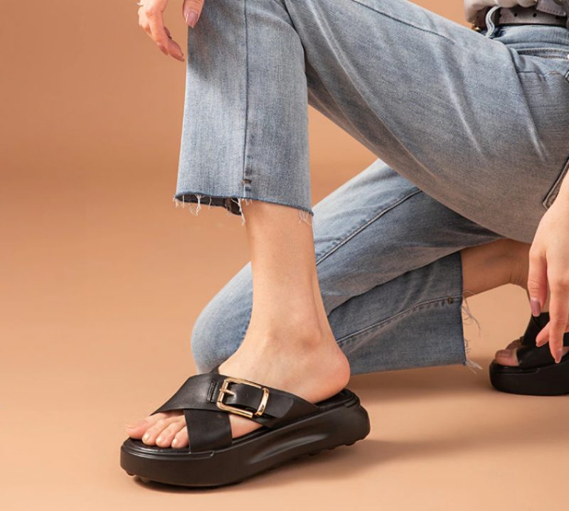 Namoi Damesandaler Slipper Læder - Sort
