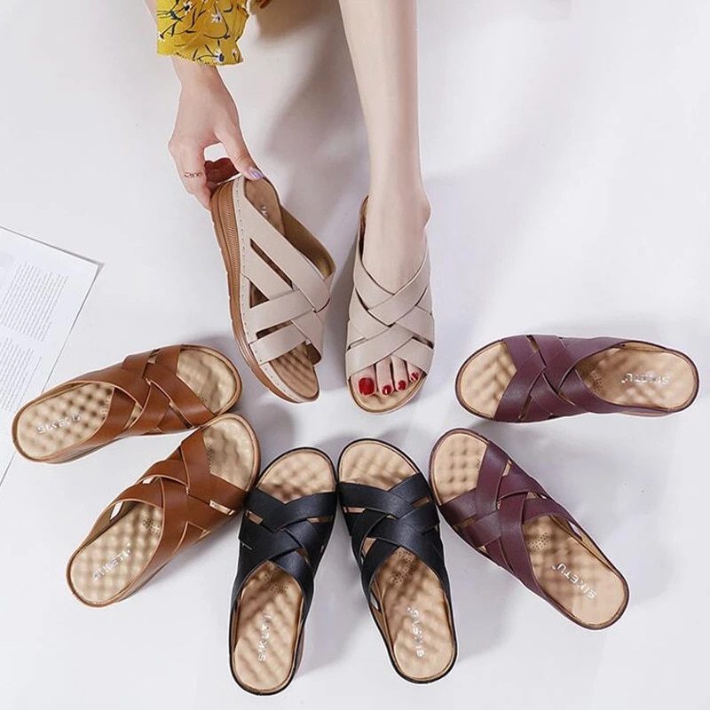 Naty Kvinders Skridsikre Sommer Wedge Sandal - Brun