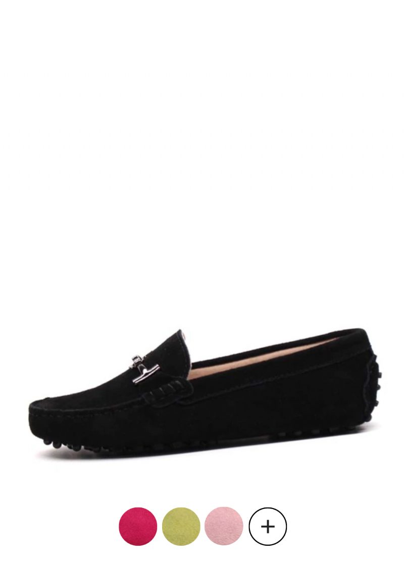 Nayah Kvinders Læder Driving Black Loafer