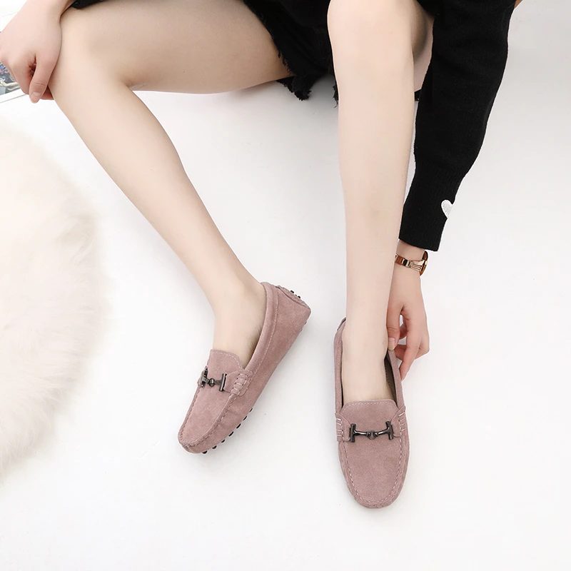 Nayah Kvinders Læder Driving Black Loafer - Sort