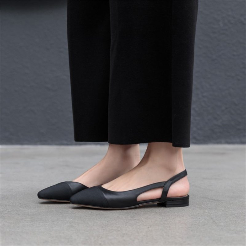 Nayi Kvinders Square Toe Flats Pumps - Sort