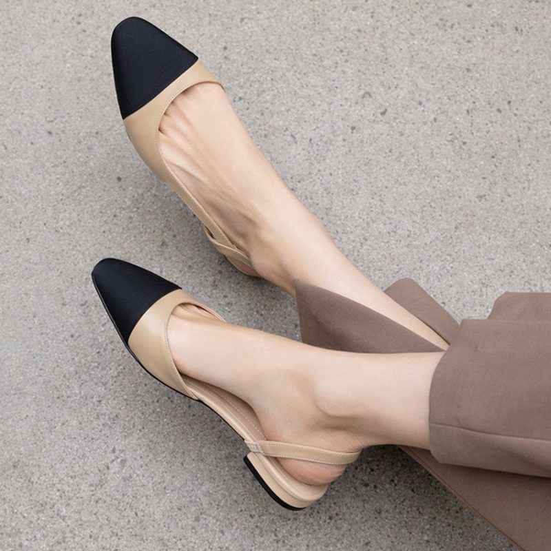 Nayi Kvinders Square Toe Flats Pumps - Sort