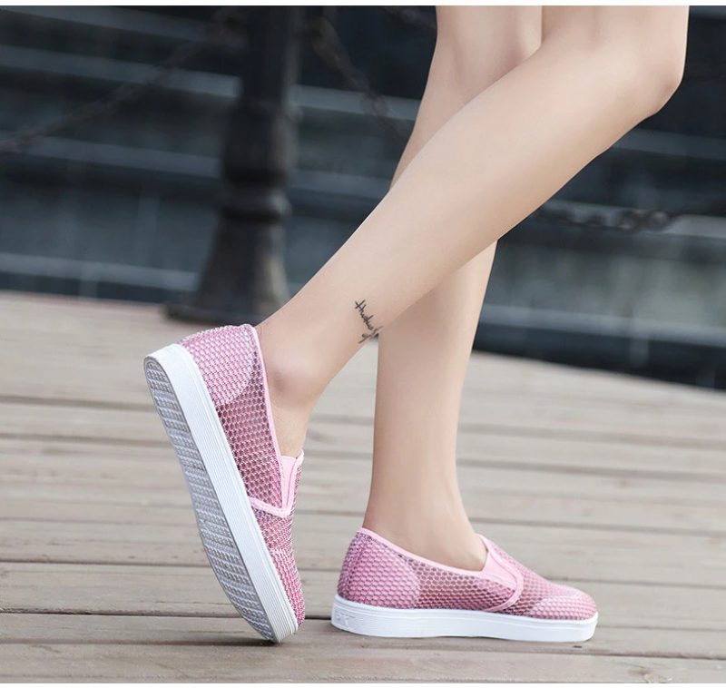 Ninel Damemode Flade Åndbare Loafers Sko - Pink