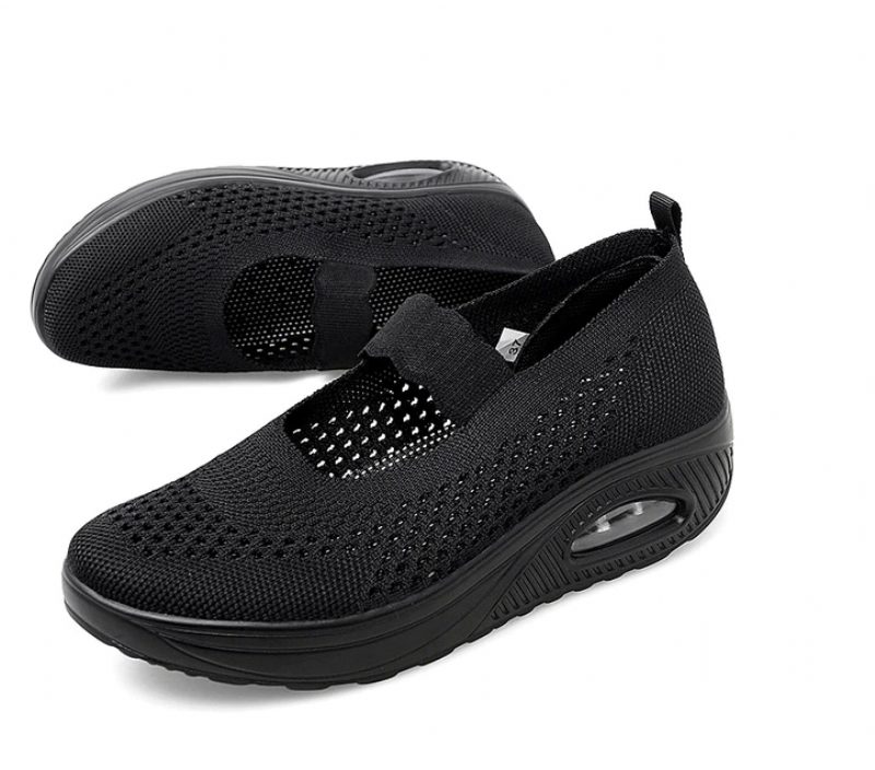 Ninoska Platform Slip-on Sorte Sko Til Kvinder - Sort