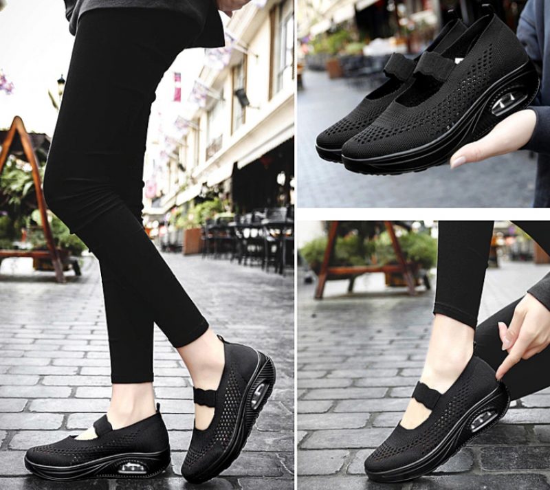 Ninoska Platform Slip-on Sorte Sko Til Kvinder - Sort