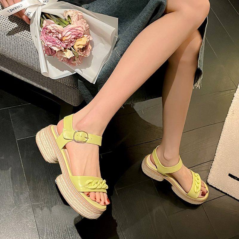 Olga Platform Casual Sandaler Til Kvinder - Gul