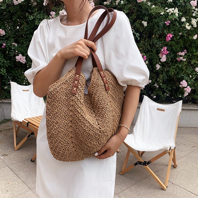 Oliver Dame Håndtaske Woven Beach - Khaki