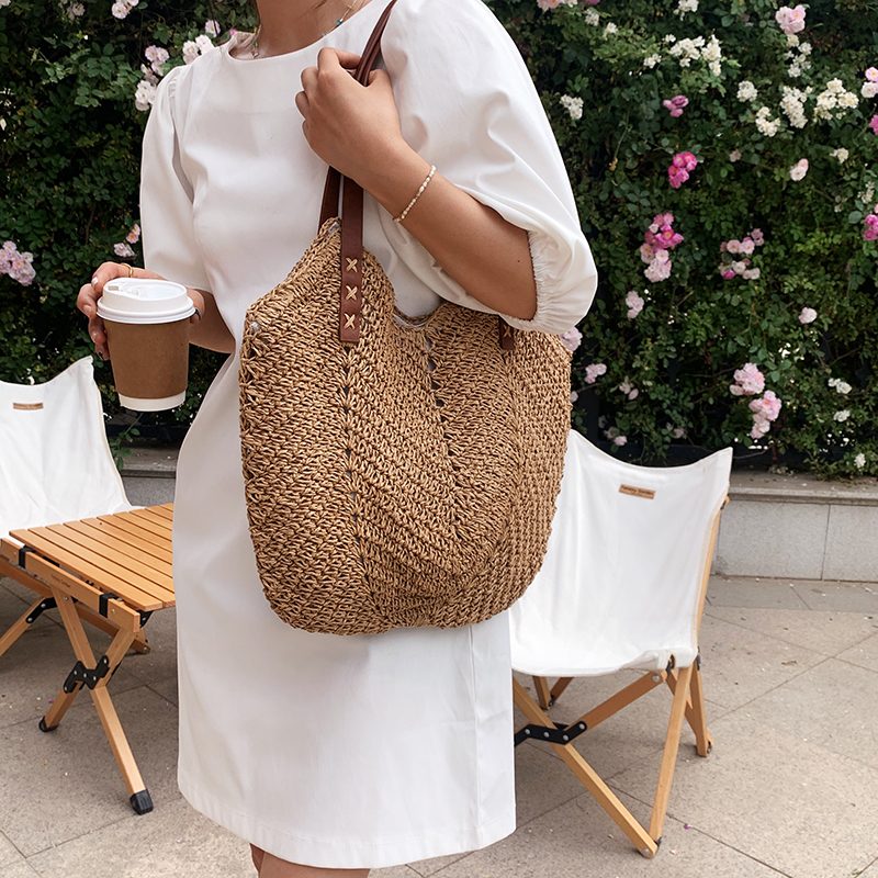Oliver Dame Håndtaske Woven Beach - Khaki