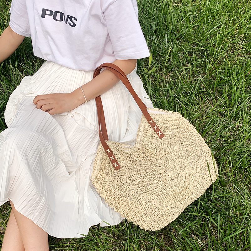Oliver Dame Håndtaske Woven Beach - Khaki