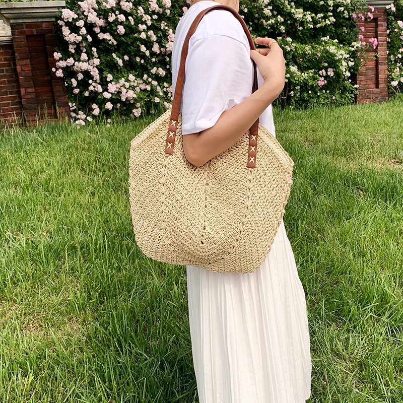 Oliver Dame Håndtaske Woven Beach - Khaki