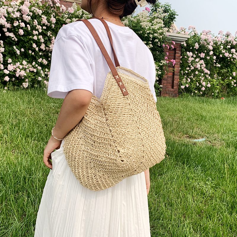 Oliver Dame Håndtaske Woven Beach - Khaki