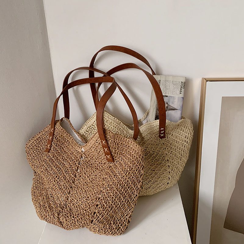 Oliver Dame Håndtaske Woven Beach - Khaki
