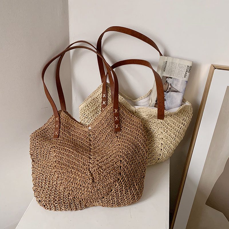 Oliver Dame Håndtaske Woven Beach - Khaki